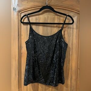 Talbots black sequin top size 12P